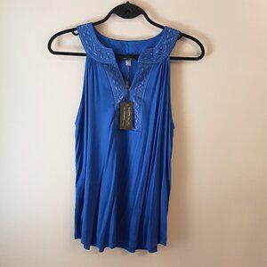Cable & Gauge New! Blue Sleeveless Top Blouse Size Med.